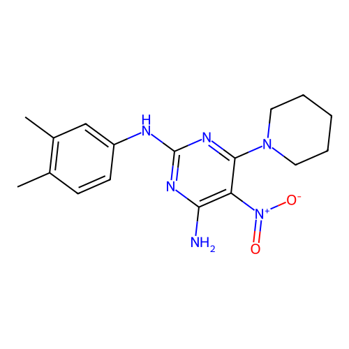 N~2~-(3,4-dimethylphenyl)-5-nitro-6-(piperidin-1-yl)pyrimidine-2,4-diamine structure