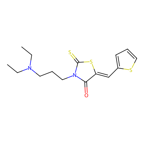 (5Z)-3-[3-(diethylamino)propyl]-5-(thiophen-2-ylmethylidene)-2-thioxo-1,3-thiazolidin-4-one structure
