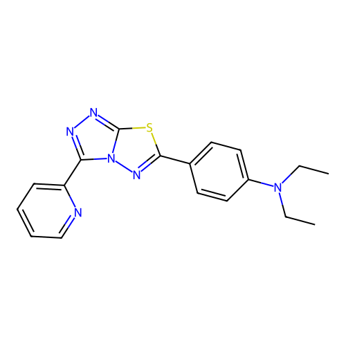 diethyl[4-(3-(2-pyridyl)(1,2,4-triazolo[3,4-b]1,3,4-thiadiazolin-6-yl))phenyl] amine structure