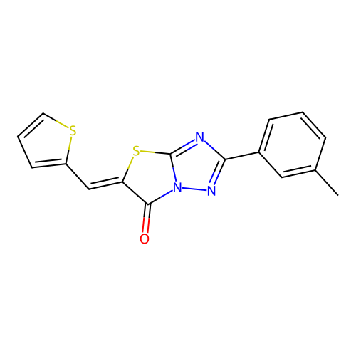 (Z)-5-(thiophen-2-ylmethylene)-2-(m-tolyl)thiazolo[3,2-b][1,2,4]triazol-6(5H)-one structure
