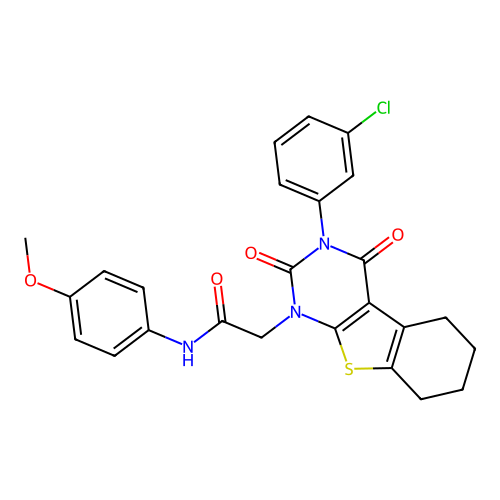 2-(3-(3-chlorophenyl)-2,4-dioxo-3,4,5,6,7,8-hexahydrobenzo[4,5]thieno[2,3-d]pyrimidin-1(2H)-yl)-N-(4-methoxyphenyl)acetamide structure