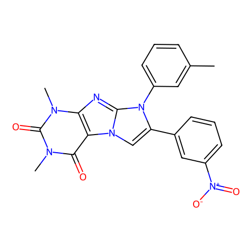 1,3-dimethyl-7-(3-nitrophenyl)-8-(m-tolyl)-1H-imidazo[2,1-f]purine-2,4(3H,8H)-dione structure