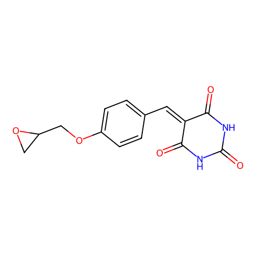 (5E)-6-hydroxy-5-[4-(oxiran-2-ylmethoxy)benzylidene]pyrimidine-2,4(3H,5H)-dione structure