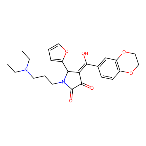 (4E)-1-[3-(diethylamino)propyl]-4-[2,3-dihydro-1,4-benzodioxin-6-yl(hydroxy)methylidene]-5-(furan-2-yl)pyrrolidine-2,3-dione structure