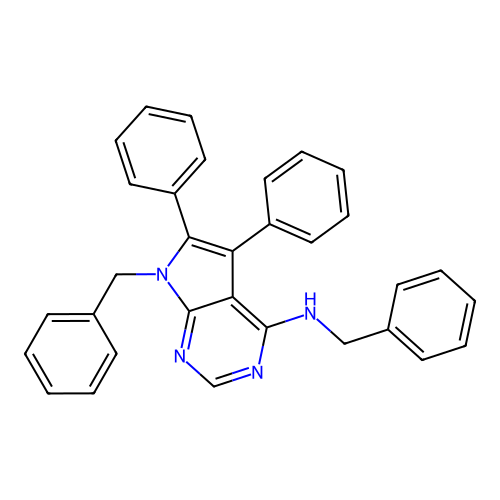 N,7-dibenzyl-5,6-diphenyl-7H-pyrrolo[2,3-d]pyrimidin-4-amine structure