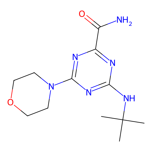4-(Tert-butylamino)-6-(morpholin-4-yl)-1,3,5-triazine-2-carboxamide structure