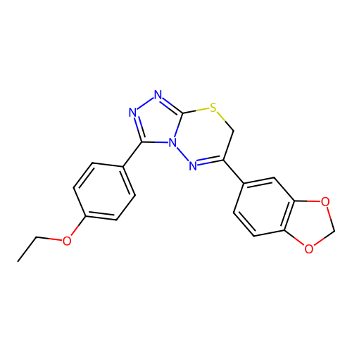 6-(1,3-benzodioxol-5-yl)-3-(4-ethoxyphenyl)-7H-[1,2,4]triazolo[3,4-b][1,3,4]thiadiazine structure