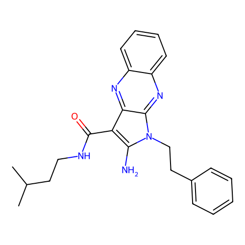 2-amino-N-isopentyl-1-phenethyl-1H-pyrrolo[2,3-b]quinoxaline-3-carboxamide structure