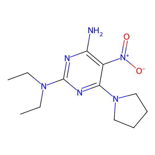 N~2~,N~2~-diethyl-5-nitro-6-(pyrrolidin-1-yl)pyrimidine-2,4-diamine structure