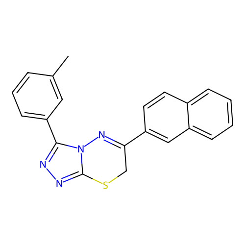 3-(3-methylphenyl)-6-(naphthalen-2-yl)-7H-[1,2,4]triazolo[3,4-b][1,3,4]thiadiazine structure