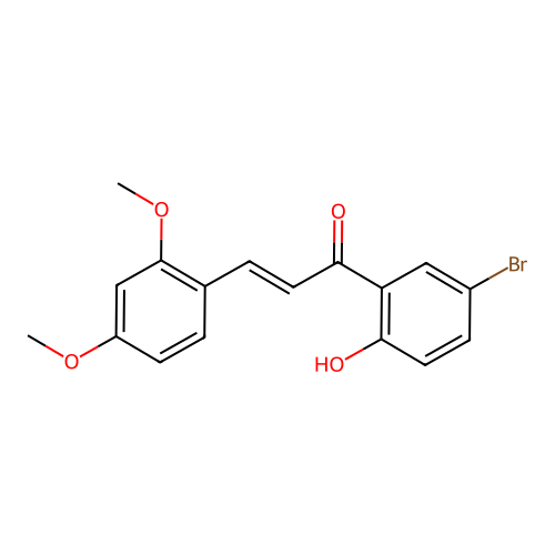 (E)-1-(5-bromo-2-hydroxyphenyl)-3-(2,4-dimethoxyphenyl)prop-2-en-1-one structure