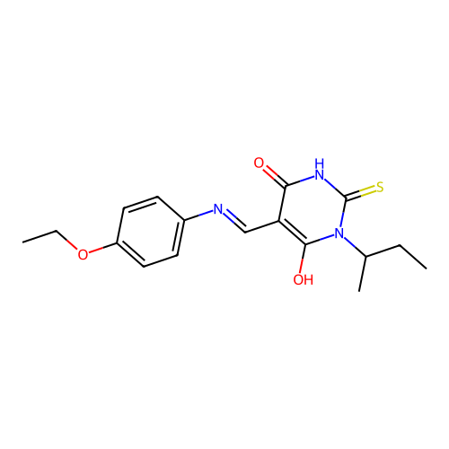 1-butan-2-yl-5-[(4-ethoxyanilino)methylidene]-2-sulfanylidene-1,3-diazinane-4,6-dione structure