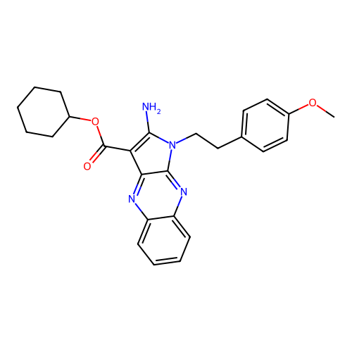 cyclohexyl 2-amino-1-(4-methoxyphenethyl)-1H-pyrrolo[2,3-b]quinoxaline-3-carboxylate structure