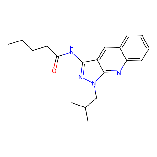 N-[1-(2-methylpropyl)pyrazolo[3,4-b]quinolin-3-yl]pentanamide structure
