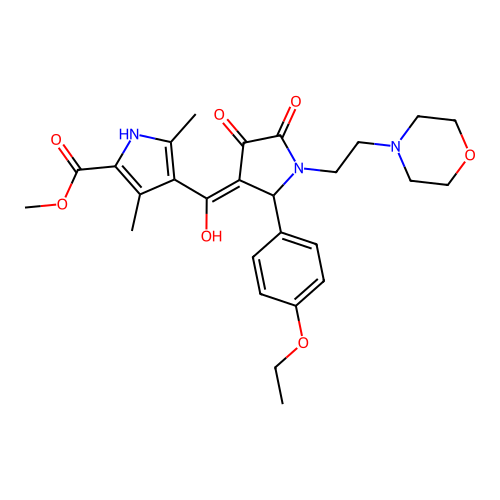 methyl 4-(2-(4-ethoxyphenyl)-4-hydroxy-1-(2-morpholinoethyl)-5-oxo-2,5-dihydro-1H-pyrrole-3-carbonyl)-3,5-dimethyl-1H-pyrrole-2-carboxylate structure