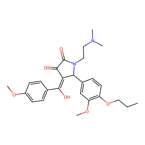 (4E)-1-(2-dimethylaminoethyl)-4-[hydroxy-(4-methoxyphenyl)methylidene]-5-(3-methoxy-4-propoxyphenyl)pyrrolidine-2,3-dione structure