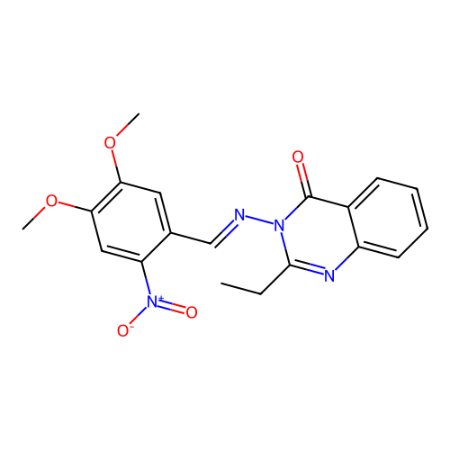 (E)-3-((4,5-dimethoxy-2-nitrobenzylidene)amino)-2-ethylquinazolin-4(3H)-one structure