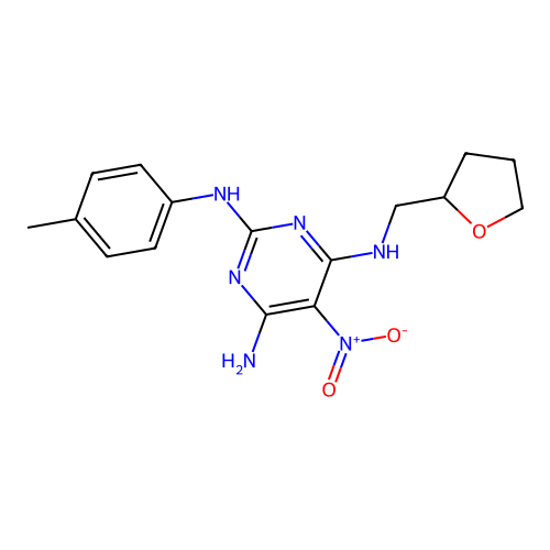 {6-amino-2-[(4-methylphenyl)amino]-5-nitropyrimidin-4-yl}(oxolan-2-ylmethyl)am ine structure