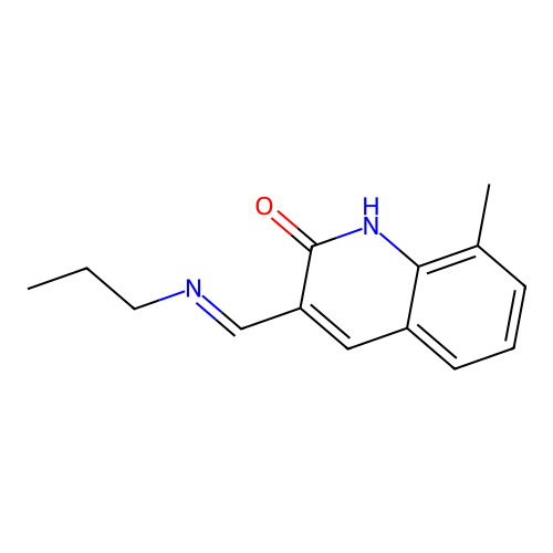 8-methyl-3-[(E)-(propylimino)methyl]quinolin-2(1H)-one structure