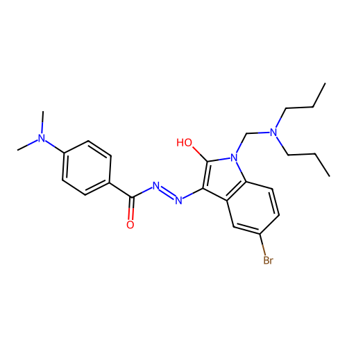(Z)-N'-(5-bromo-1-((dipropylamino)methyl)-2-oxoindolin-3-ylidene)-4-(dimethylamino)benzohydrazide structure
