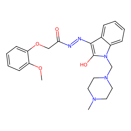 (Z)-2-(2-methoxyphenoxy)-N'-(1-((4-methylpiperazin-1-yl)methyl)-2-oxoindolin-3-ylidene)acetohydrazide structure