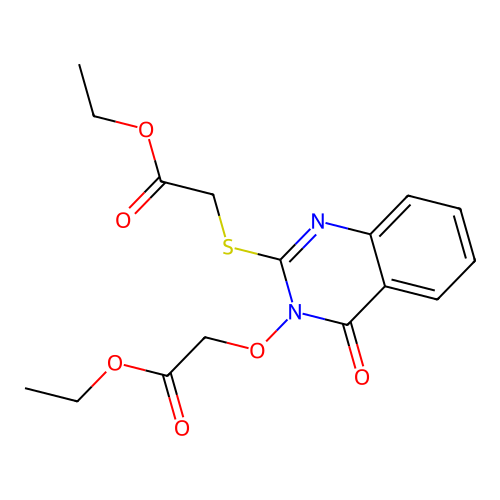 ethyl 2-[2-(2-ethoxy-2-oxoethyl)sulfanyl-4-oxoquinazolin-3-yl]oxyacetate structure