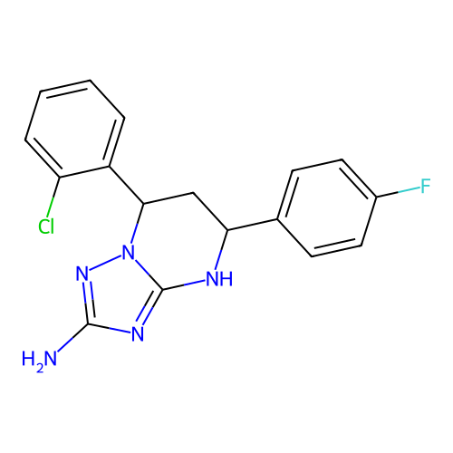 7-(2-chlorophenyl)-5-(4-fluorophenyl)-4,5,6,7-tetrahydro[1,2,4]triazolo[1,5-a]pyrimidin-2-amine structure