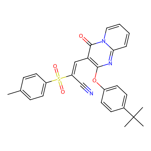 (2E)-3-[2-(4-TERT-BUTYLPHENOXY)-4-OXO-4H-PYRIDO[1,2-A]PYRIMIDIN-3-YL]-2-(4-METHYLBENZENESULFONYL)PROP-2-ENENITRILE structure