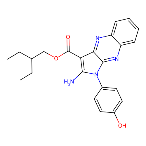 2-ethylbutyl 2-amino-1-(4-hydroxyphenyl)-1H-pyrrolo[2,3-b]quinoxaline-3-carboxylate structure