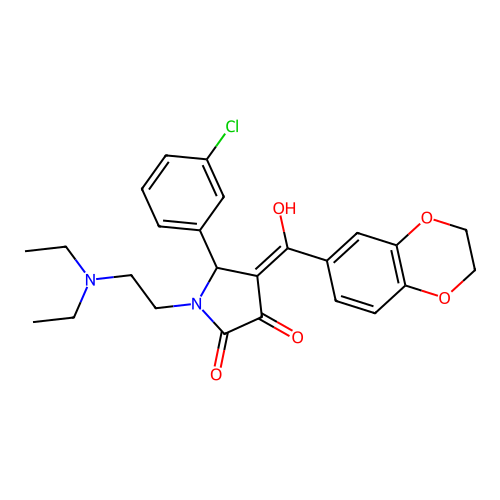 5-(3-chlorophenyl)-1-[2-(diethylamino)ethyl]-4-(2,3-dihydro-1,4-benzodioxine-6-carbonyl)-3-hydroxy-2,5-dihydro-1H-pyrrol-2-one structure