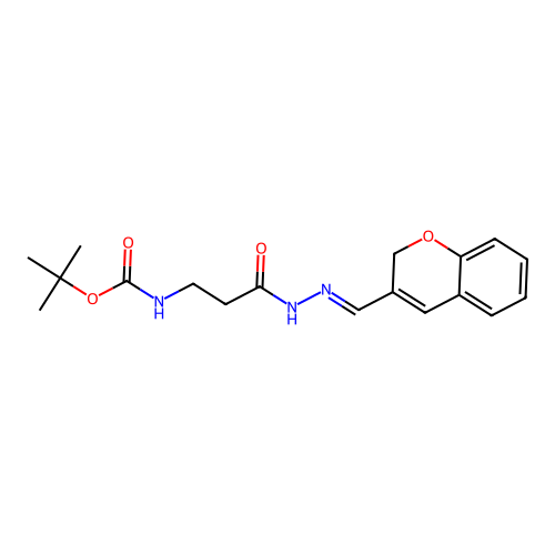 (E)-tert-butyl (3-(2-((2H-chromen-3-yl)methylene)hydrazinyl)-3-oxopropyl)carbamate structure