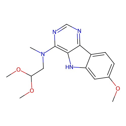 N-(2,2-dimethoxyethyl)-7-methoxy-N-methyl-5H-pyrimido[5,4-b]indol-4-amine structure