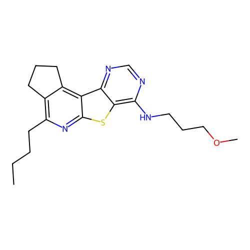 4-butyl-N-(3-methoxypropyl)-2,3-dihydro-1H-cyclopenta[4',5']pyrido[3',2':4,5]thieno[3,2-d]pyrimidin-7-amine structure