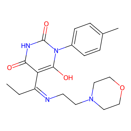 1-(4-methylphenyl)-5-[1-(2-morpholin-4-ylethylamino)propylidene]-1,3-diazinane-2,4,6-trione structure