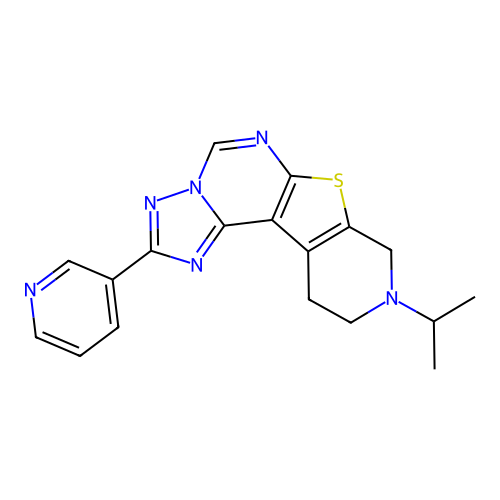 9-(propan-2-yl)-2-(pyridin-3-yl)-8,9,10,11-tetrahydropyrido[4',3':4,5]thieno[3,2-e][1,2,4]triazolo[1,5-c]pyrimidine structure