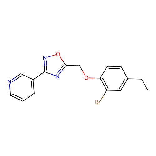 3-{5-[(2-Bromo-4-ethylphenoxy)methyl]-1,2,4-oxadiazol-3-yl}pyridine structure