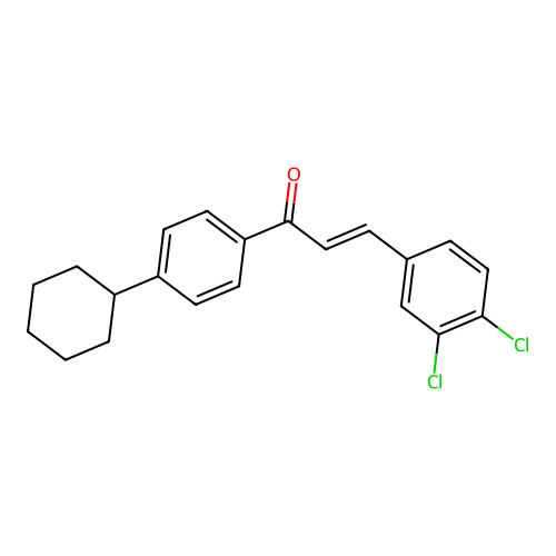 (E)-1-(4-cyclohexylphenyl)-3-(3,4-dichlorophenyl)prop-2-en-1-one structure
