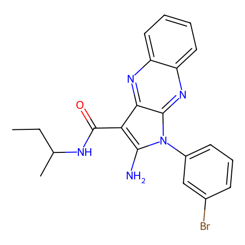2-amino-1-(3-bromophenyl)-N-(butan-2-yl)-1H-pyrrolo[2,3-b]quinoxaline-3-carboxamide structure