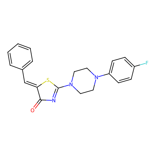 (5Z)-5-benzylidene-2-[4-(4-fluorophenyl)piperazin-1-yl]-1,3-thiazol-4(5H)-one structure