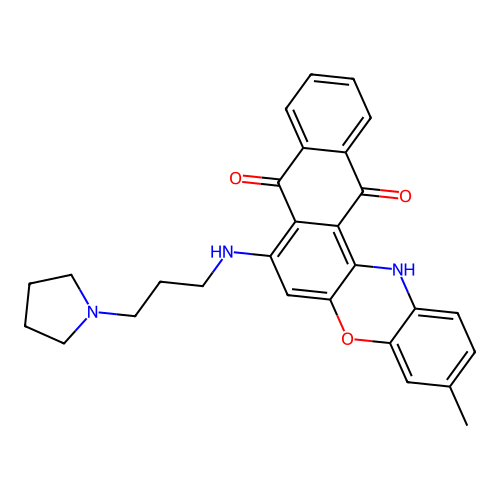 3-methyl-7-(3-pyrrolidin-1-ylpropylamino)-14H-naphtho[3,2-a]phenoxazine-8,13-dione structure