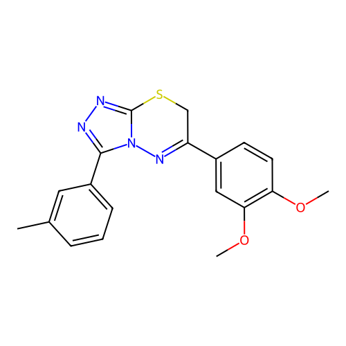 6-(3,4-dimethoxyphenyl)-3-(3-methylphenyl)-7H-[1,2,4]triazolo[3,4-b][1,3,4]thiadiazine structure