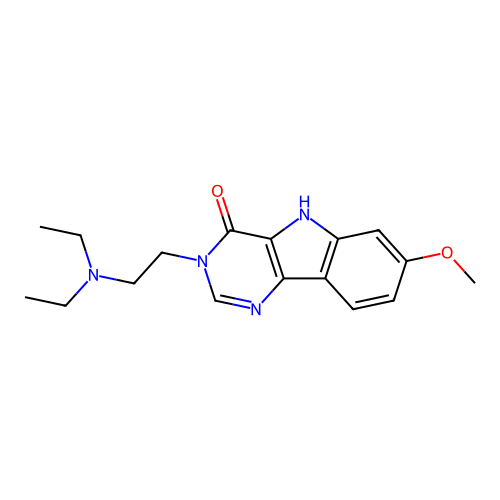3-[2-(diethylamino)ethyl]-7-methoxy-3,5-dihydro-4H-pyrimido[5,4-b]indol-4-one structure