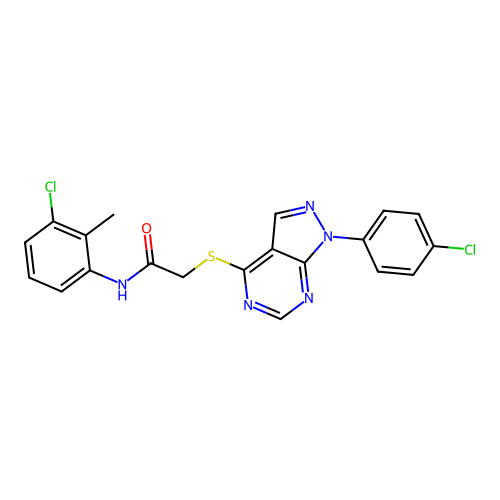 N-(3-chloro-2-methylphenyl)-2-((1-(4-chlorophenyl)-1H-pyrazolo[3,4-d]pyrimidin-4-yl)thio)acetamide structure