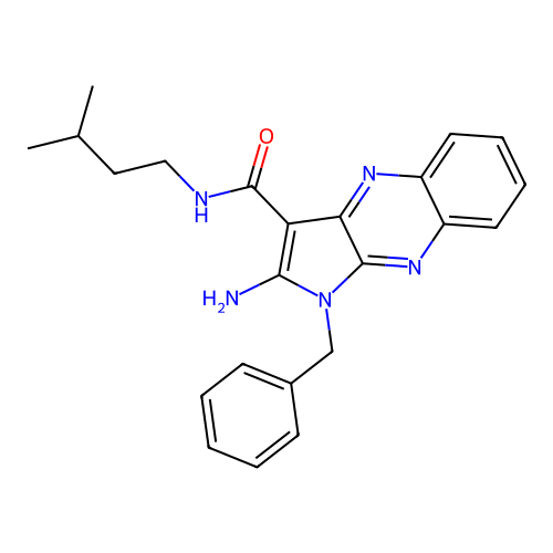 2-amino-1-benzyl-N-(3-methylbutyl)-1H-pyrrolo[2,3-b]quinoxaline-3-carboxamide structure