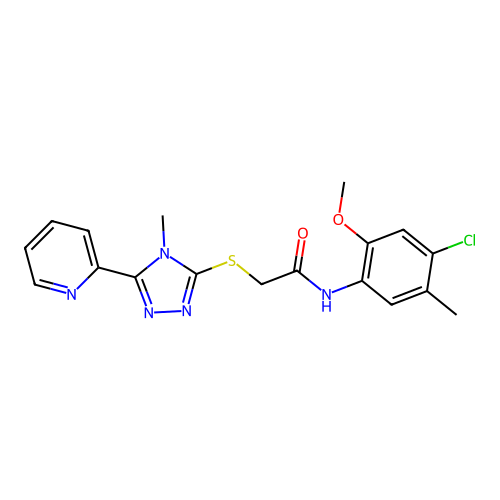N-(4-chloro-2-methoxy-5-methylphenyl)-2-{[4-methyl-5-(pyridin-2-yl)-4H-1,2,4-triazol-3-yl]sulfanyl}acetamide structure