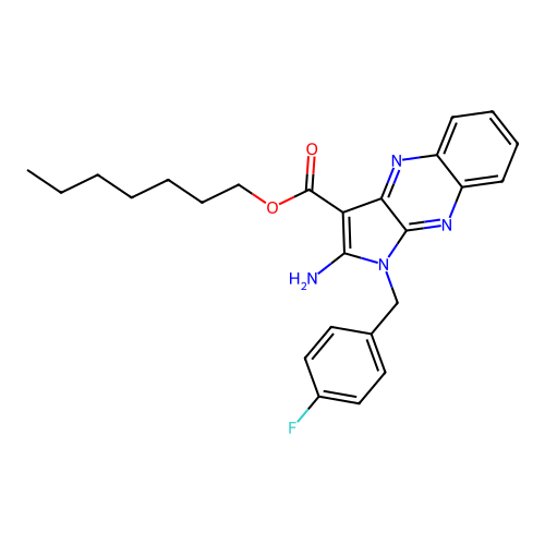 heptyl 2-amino-1-(4-fluorobenzyl)-1H-pyrrolo[2,3-b]quinoxaline-3-carboxylate structure