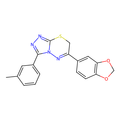6-(1,3-benzodioxol-5-yl)-3-(3-methylphenyl)-7H-[1,2,4]triazolo[3,4-b][1,3,4]thiadiazine structure
