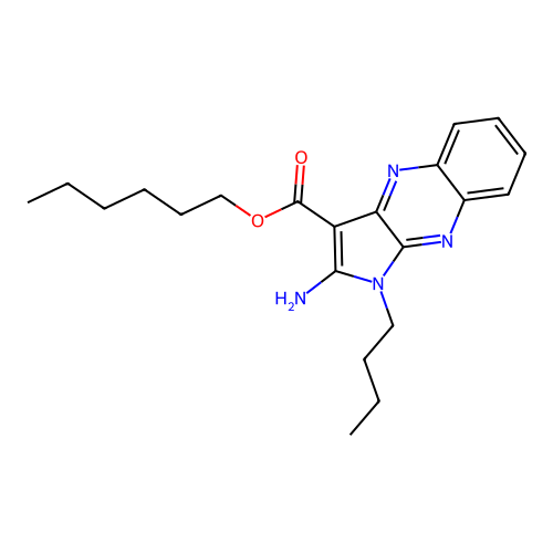hexyl 2-amino-1-butyl-1H-pyrrolo[2,3-b]quinoxaline-3-carboxylate structure