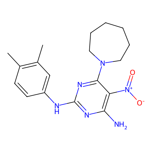6-(azepan-1-yl)-N~2~-(3,4-dimethylphenyl)-5-nitropyrimidine-2,4-diamine structure
