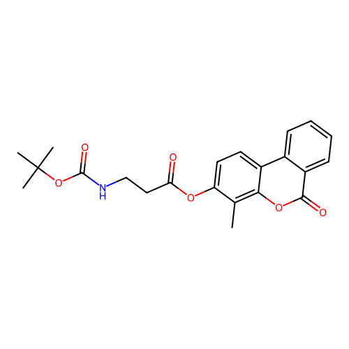 4-methyl-6-oxo-6H-benzo[c]chromen-3-yl 3-((tert-butoxycarbonyl)amino)propanoate structure